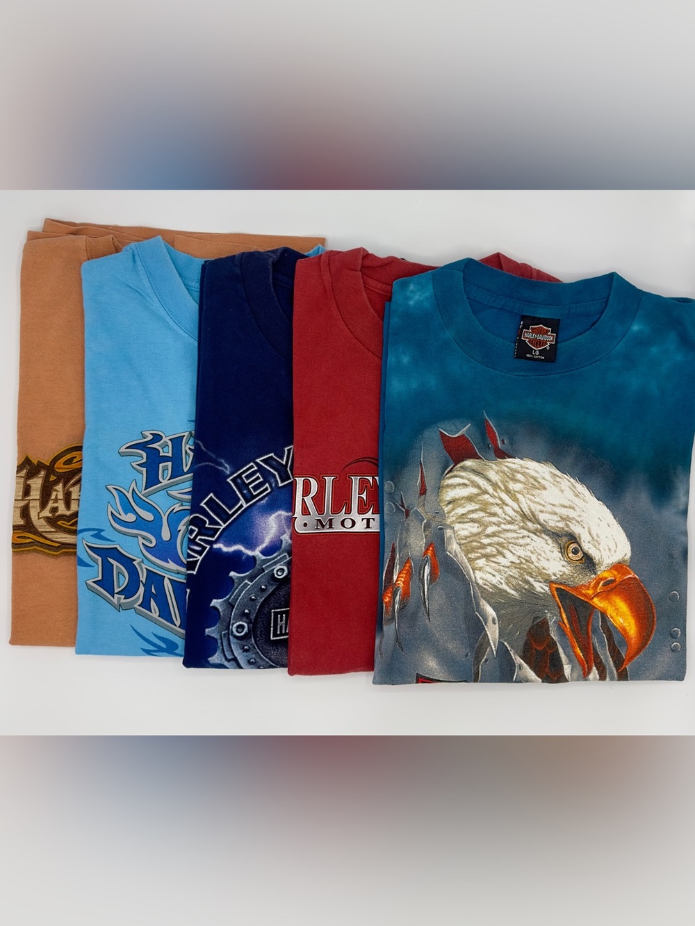 Collection of 5 Vintage Harley-Davidson Men’s Short-Sleeve T-shirts - Large